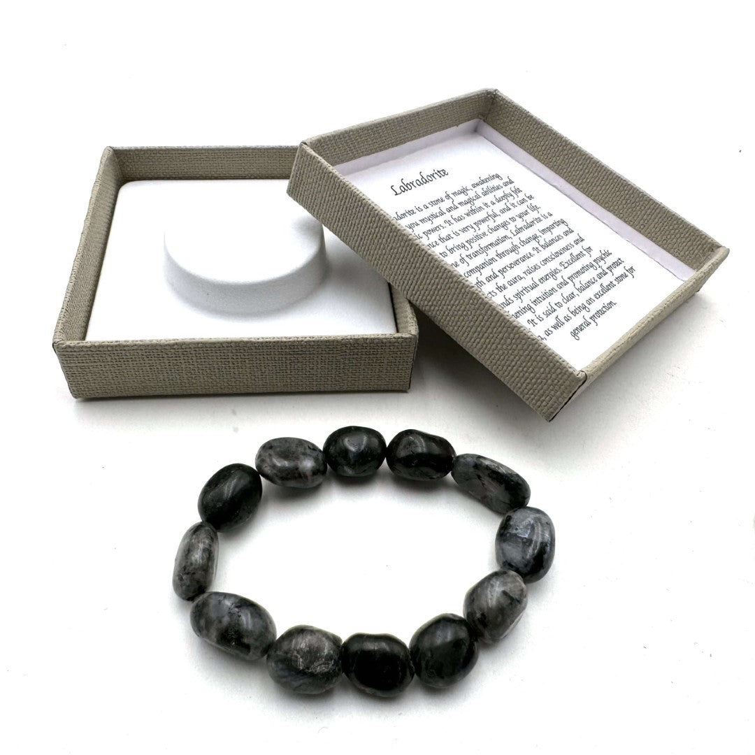 Large Beaded Bracelet - Dark Labradorite (14 x 11mm)