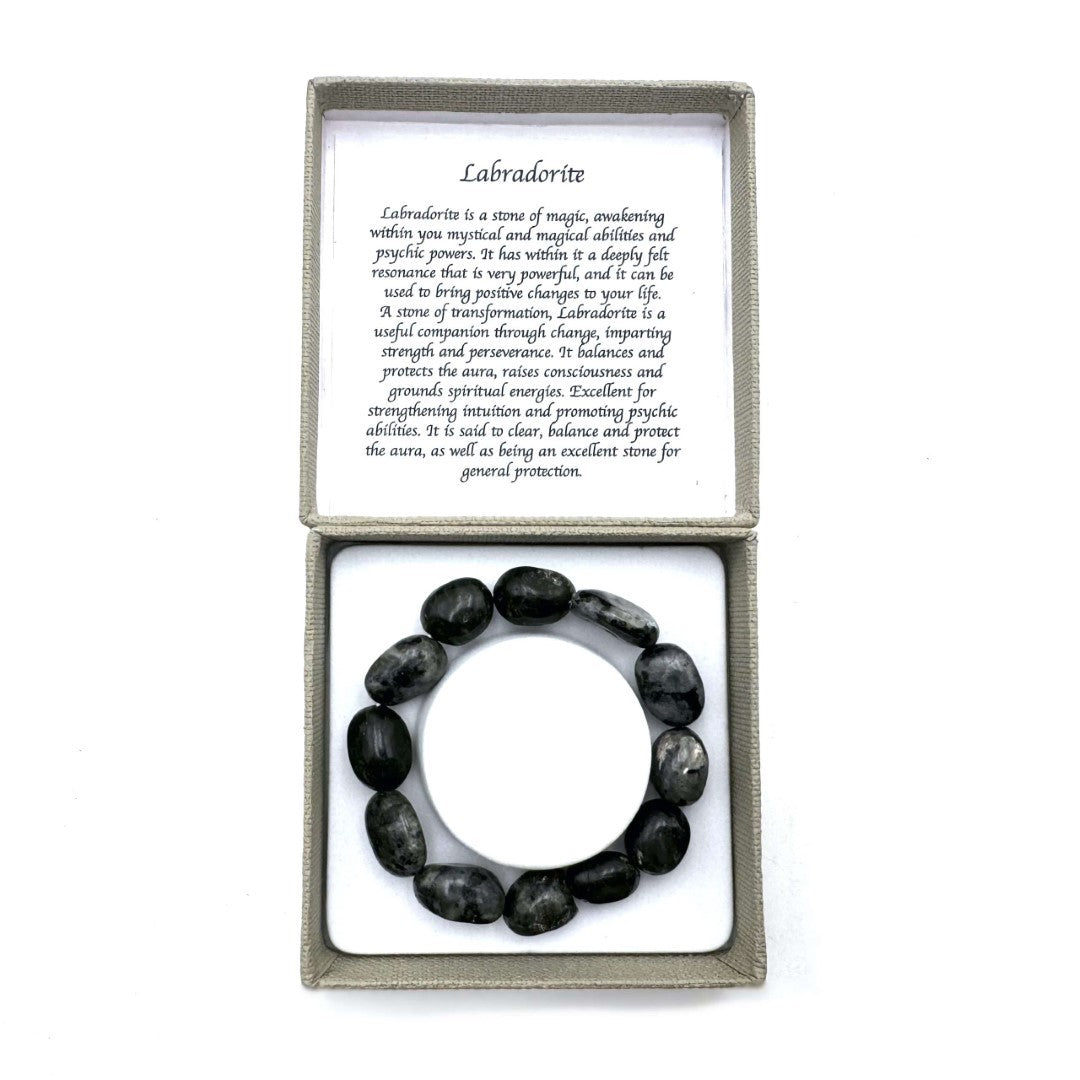 Large Beaded Bracelet - Dark Labradorite (14 x 11mm)