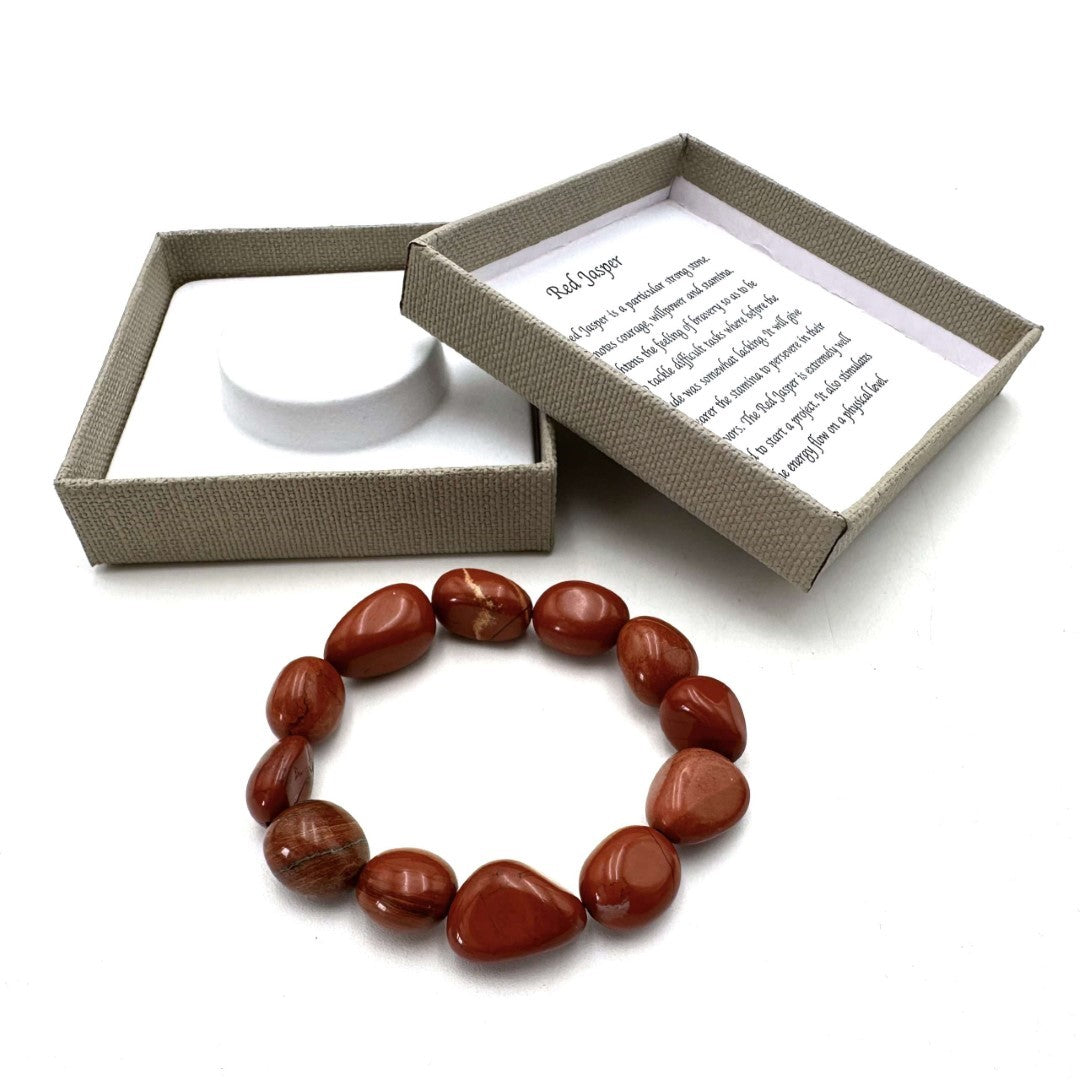 Large Beaded Bracelet - Red Jasper (14 x 11mm)
