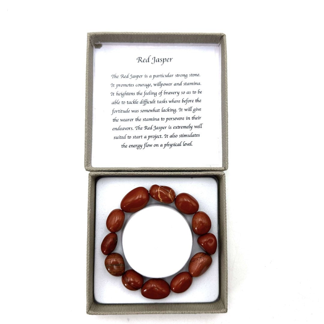 Large Beaded Bracelet - Red Jasper (14 x 11mm)