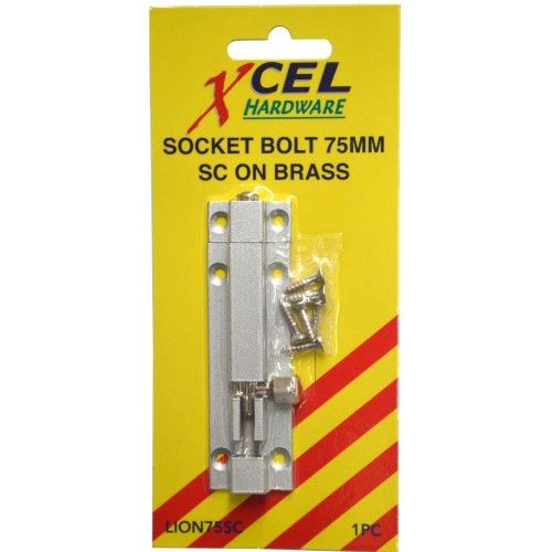 SOCKET BOLTS - Satin Chrome on Brass Xcel (75mm)