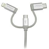 3-in-1 USB Multi-Charger Cable - Lightning, USB-C, Micro-B, Braided, 1m - Fast & Durable