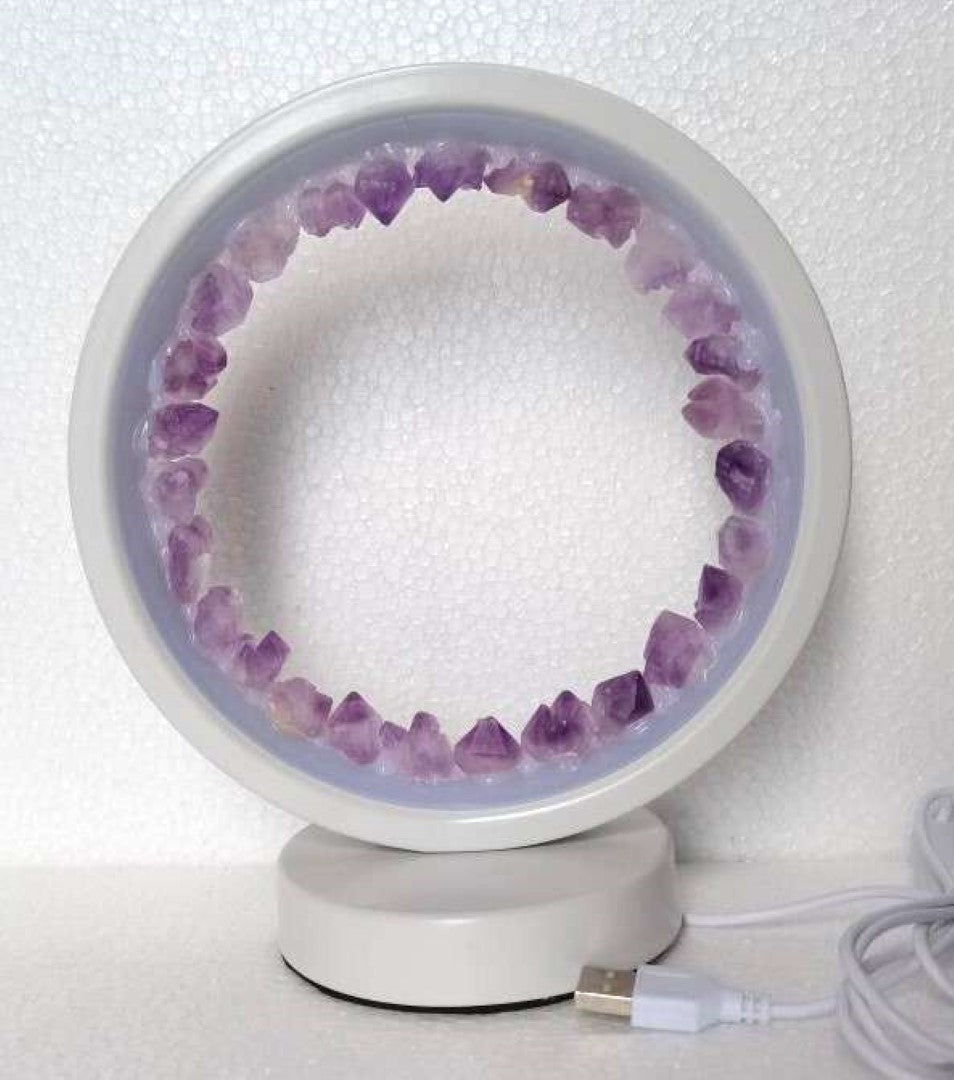 Table Lamp - Natural Amethyst Crystal LED USB