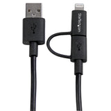 2-in-1 Apple Lightning and Micro USB to USB Cable - 1m (3ft) Black for Charging & Syncing