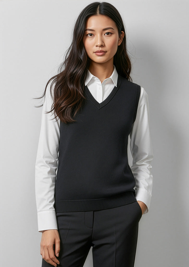 V-Neck Womens Knit Vest - Charcoal