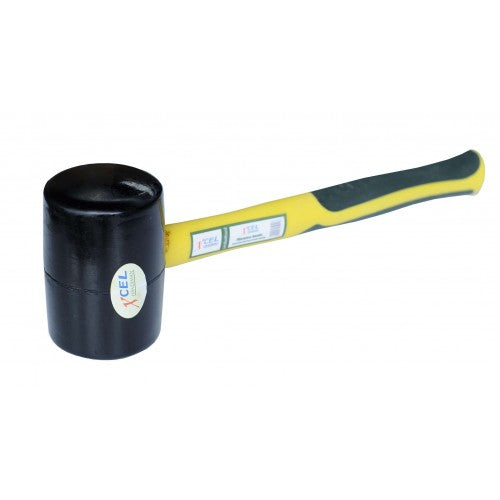 Large 2lb rubber mallet with fiberglass handle, ideal for precise striking in woodworking and delicate tasks.