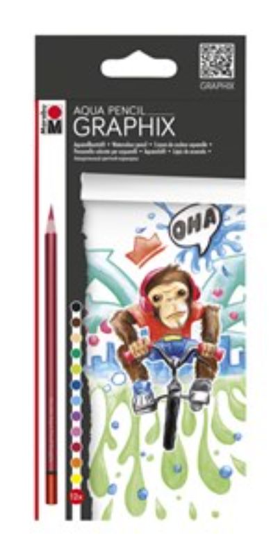 Vibrant Marabu Aqua Pencil Graphix in FUNKY MONKEY for creating stunning watercolor artwork with ease.