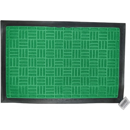 Vibrant green 40x60cm door mat made of rubber and polypropylene, non-slip, and perfect for outdoor or indoor use.