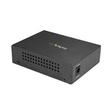 High-speed multimode SC fiber media converter for 10/100/1000 Ethernet, extends reach up to 550 meters, durable metal housing.