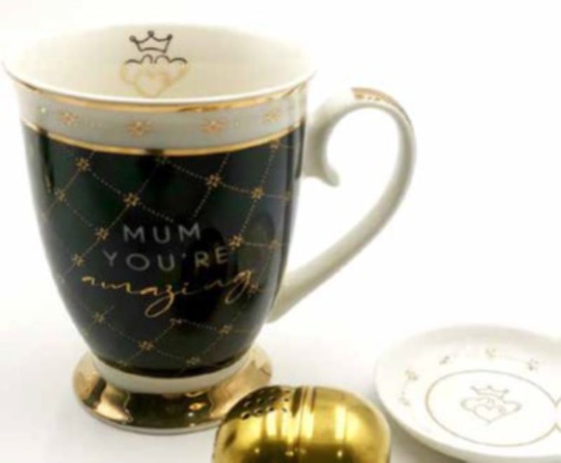 Mum You're Amazing Mug Set With Tea Strainer & Dish