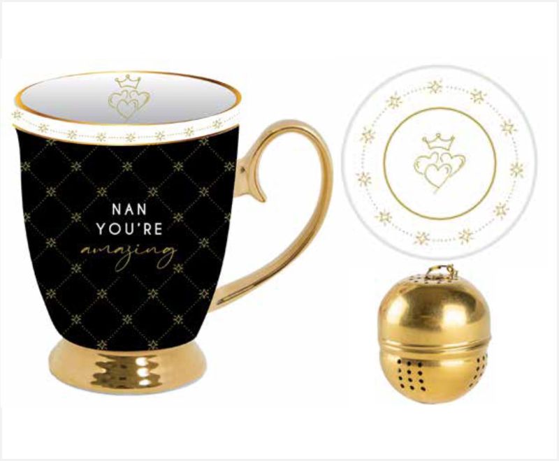 Nan You're Amazing Mug Set With Tea Strainer & Dish