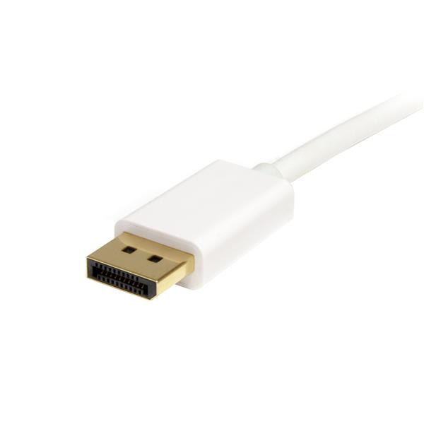 2m White Mini DisplayPort to DisplayPort 1.2 Adapter Cable - 4K 60Hz for Mac & PC