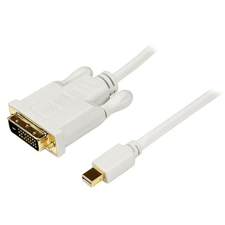 6ft Mini DisplayPort to DVI adapter with male connectors for seamless display connectivity, supports 1920x1200 resolution.