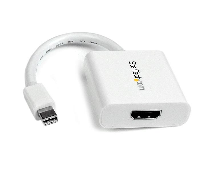 Mini DisplayPort to HDMI Adapter Converter - 1920x1200 Resolution, Audio Pass-Through, White