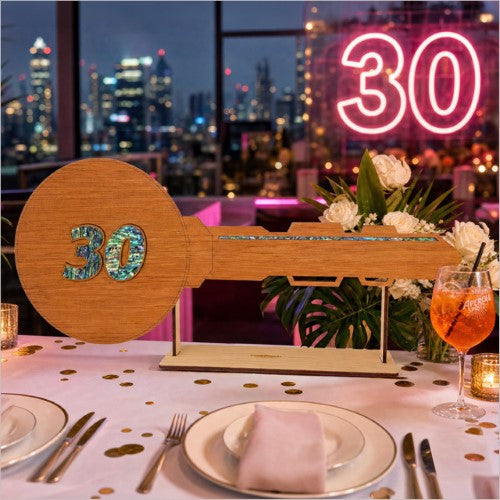 30th Key – Rimu+ Paua (60mm Numbers) Milestone Key