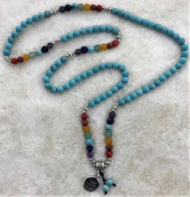 Chakra Mala Necklace - Turquoise Howlite (70cm)