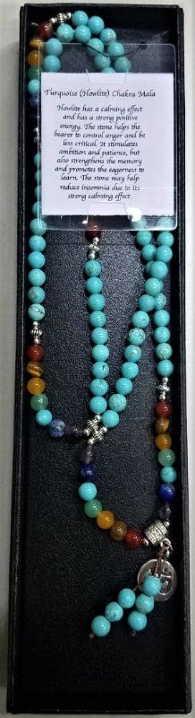 Chakra Mala Necklace - Turquoise Howlite (70cm)
