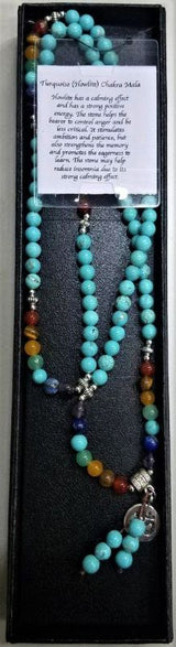 Chakra Mala Necklace - Turquoise Howlite (70cm)