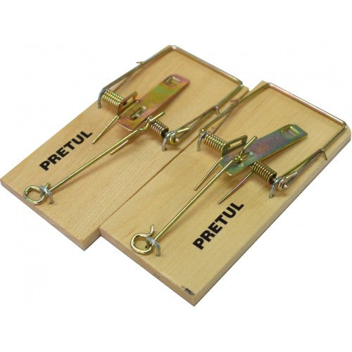 Wooden mouse trap with steel components, designed for effective rodent control in homes and workplaces.