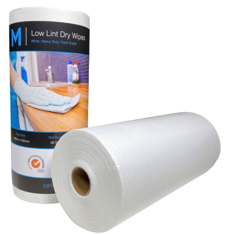 POR Low Lint Dry Wipes - White, 300mm x 500mm, 90 Sheets, 80gsm (Pack of 4)
