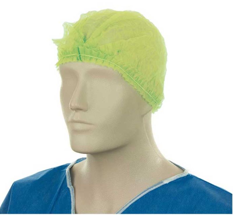 Polypropylene Crimp Hats - Yellow, 530mm Wide, 12gsm (Pack of 1000)
