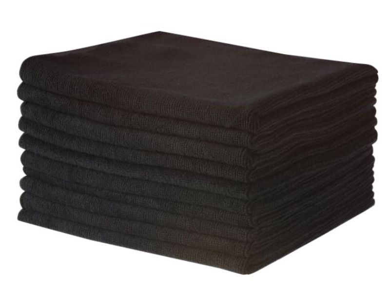 Microfibre Cloths - Black, 400mm x 400mm, 300gsm (Carton of 50)