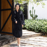 S/M Microplush Robe Black- Bambury