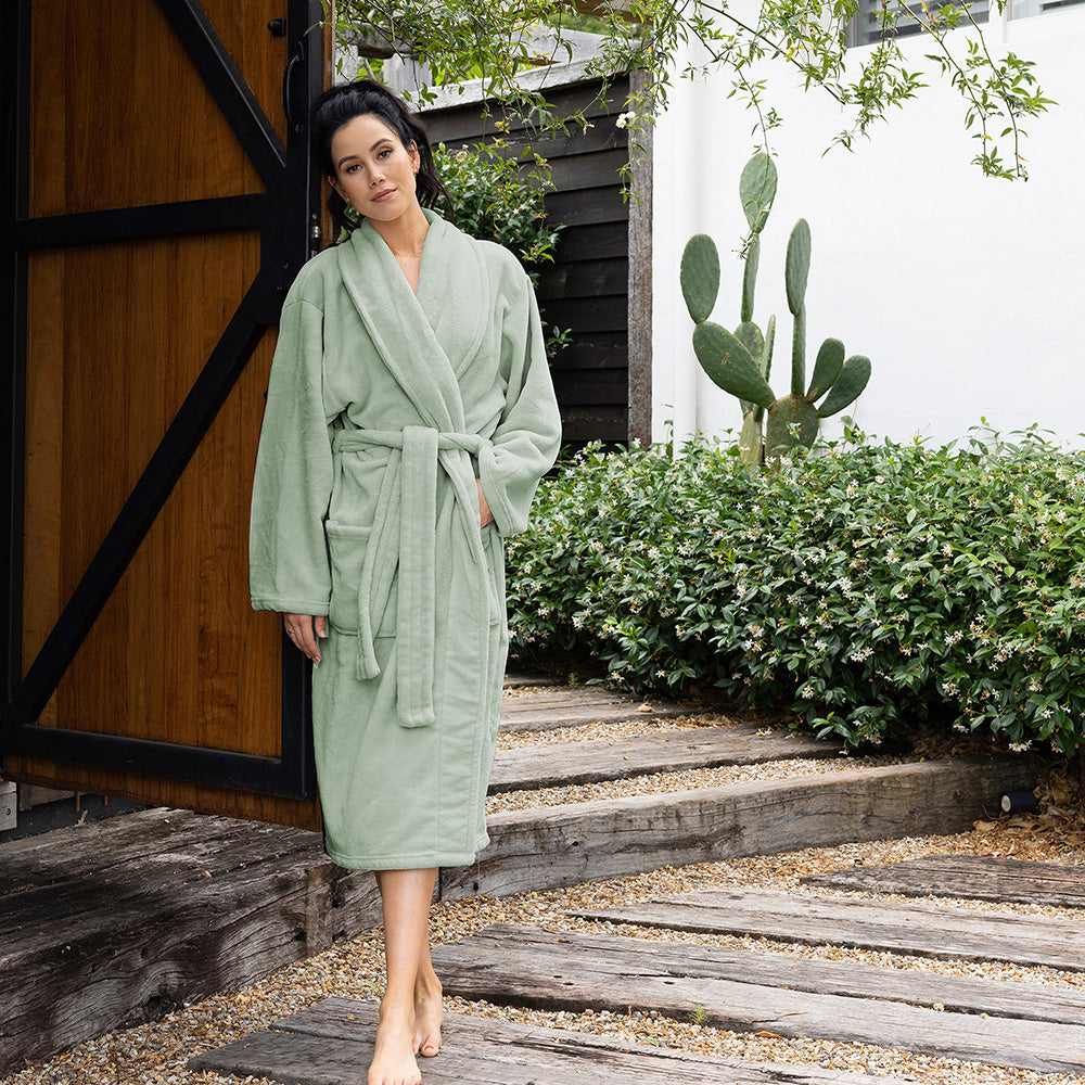 S/M Microplush Robe Sage