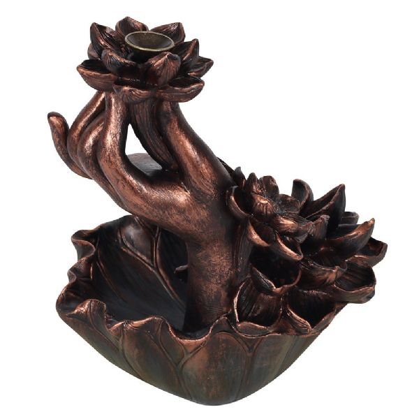 Lotus & Hand Bronze Backflow Burner