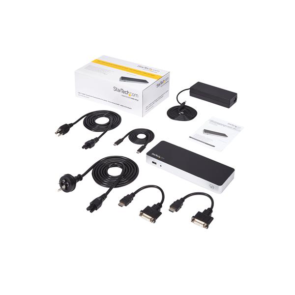 Dual Monitor USB C Docking Station with 4K support, 60W charging, and dual HDMI/DVI connections for enhanced productivity.