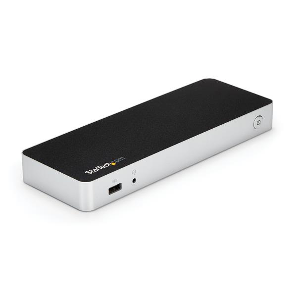 Dual Monitor USB C Docking Station with 4K support, HDMI/DVI connections, 60W charging, and multiple USB ports.