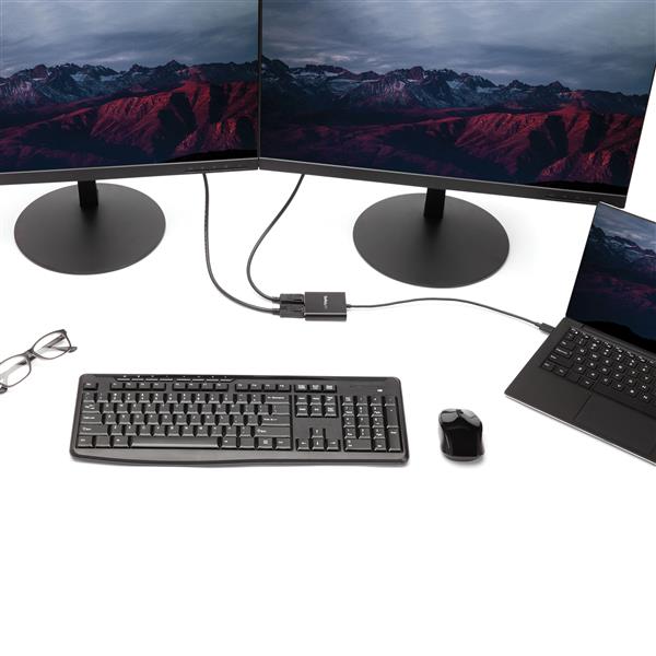 USB-C DisplayPort MST Hub enabling dual 4K monitor output for enhanced productivity and seamless multitasking.