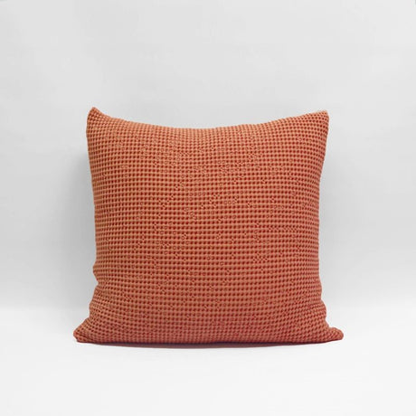 Baksana's caramel Euro pillowcase features soft stonewashed cotton and a deep waffle texture, perfect for enhancing any space.