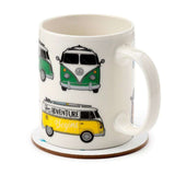 Porcelain Mug & Coaster Set - Volkswagen VW T1 Camper Bus (300ml)