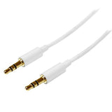 3m White Slim 3.5mm Stereo Audio Cable - Male to Male- smartfox
