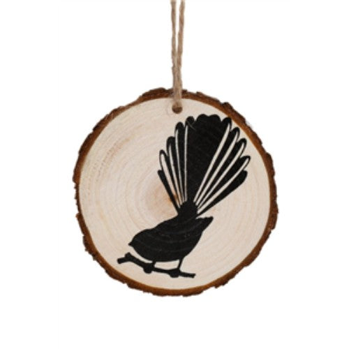 Kiwiana - Tree Slice Art 6cm - Fantail