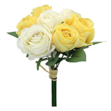 Artificial / Faux Flowers - Rose Bouquet Yellow and Cream