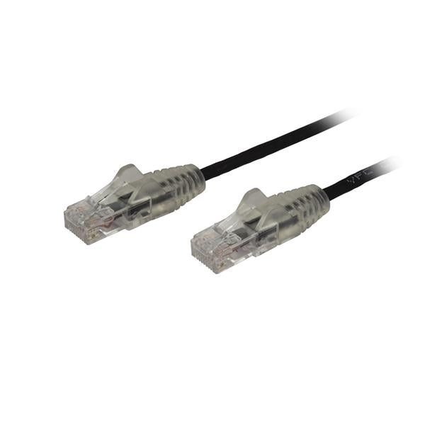 2m Slim CAT6 Ethernet Cable - Snagless RJ45 Connectors - High-Speed Gigabit Network - Black