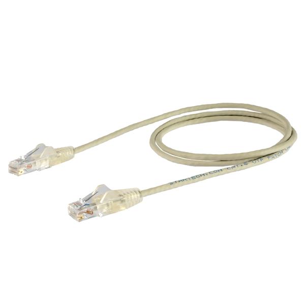0.5m Slim CAT6 Ethernet Cable - Snagless RJ45 Connectors - High-Speed Grey Network Cable