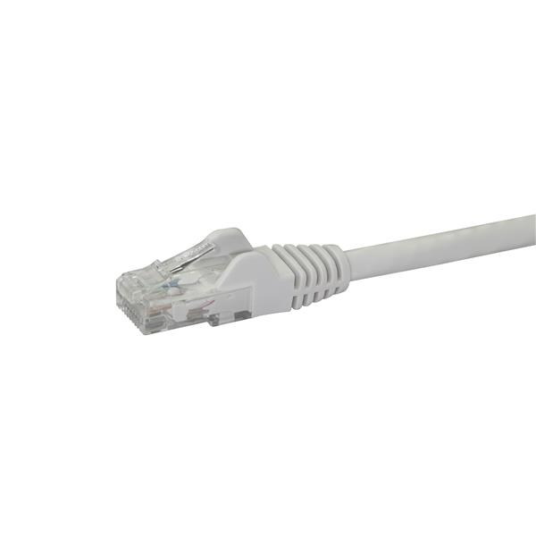 High-performance 1m Cat6 patch cable with snagless RJ45 connectors, white color for reliable Gigabit network connectivity.