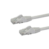 High-performance 1m Cat6 patch cable with snagless RJ45 connectors, durable white PVC jacket for Gigabit networking.