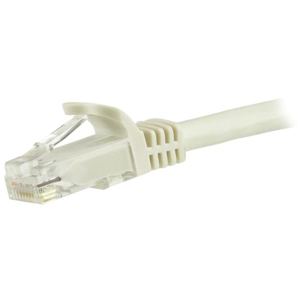 5m white Cat6 Ethernet patch cable with snagless RJ45 connectors for high-speed, reliable Gigabit connections.