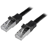 High-performance 5m shielded Cat6 patch cable in black for reliable Gigabit connectivity and EMI protection.
