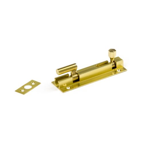75mm Heavy Duty Goose Necked Socket Bolt 32mm Wide  - Polished Brass