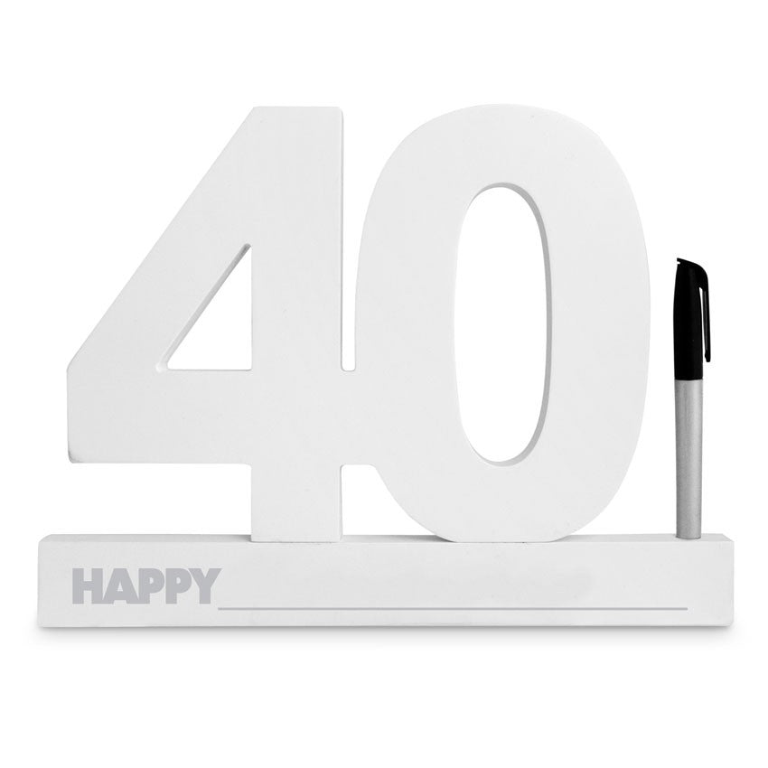 40th Birthday Sign -  Signature Block - White