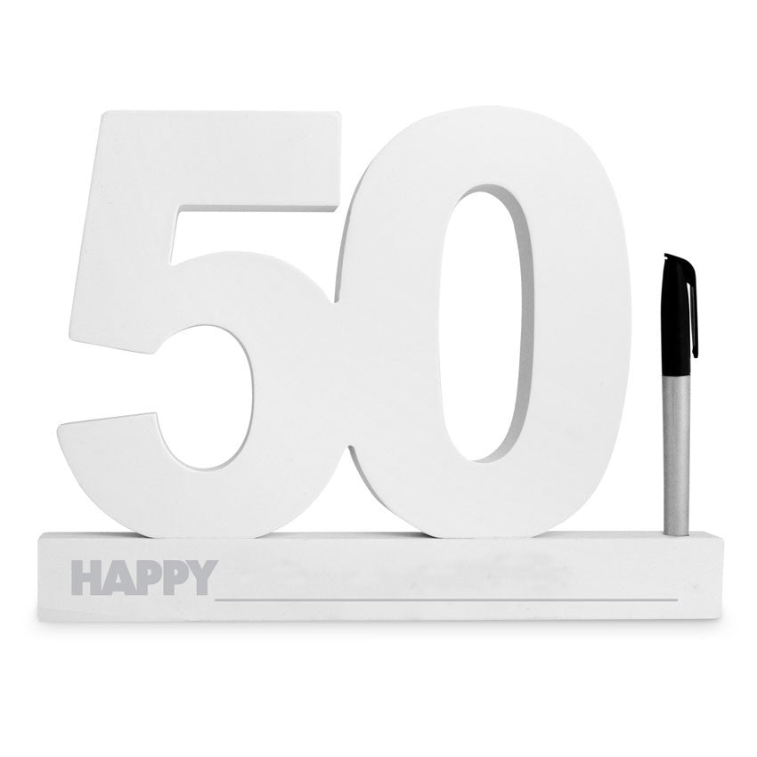 50th Birthday Sign -  Signature Block - White