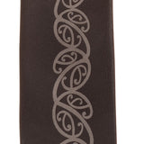 Elegant Black Maori Necktie with intricate grey Kowhaiwhai pattern, perfect for showcasing cultural heritage.
