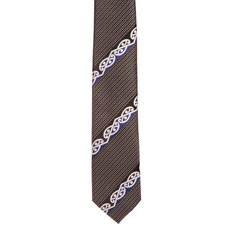 Grey Maori Necktie with Blue