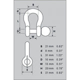 Nu-D Tested Shackle Easy Open Key Bow 8mm X 1500kg