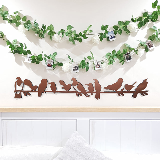 Wall Art - NZ Birds on Branch (Brushed Copper ACM) - Kiwiana